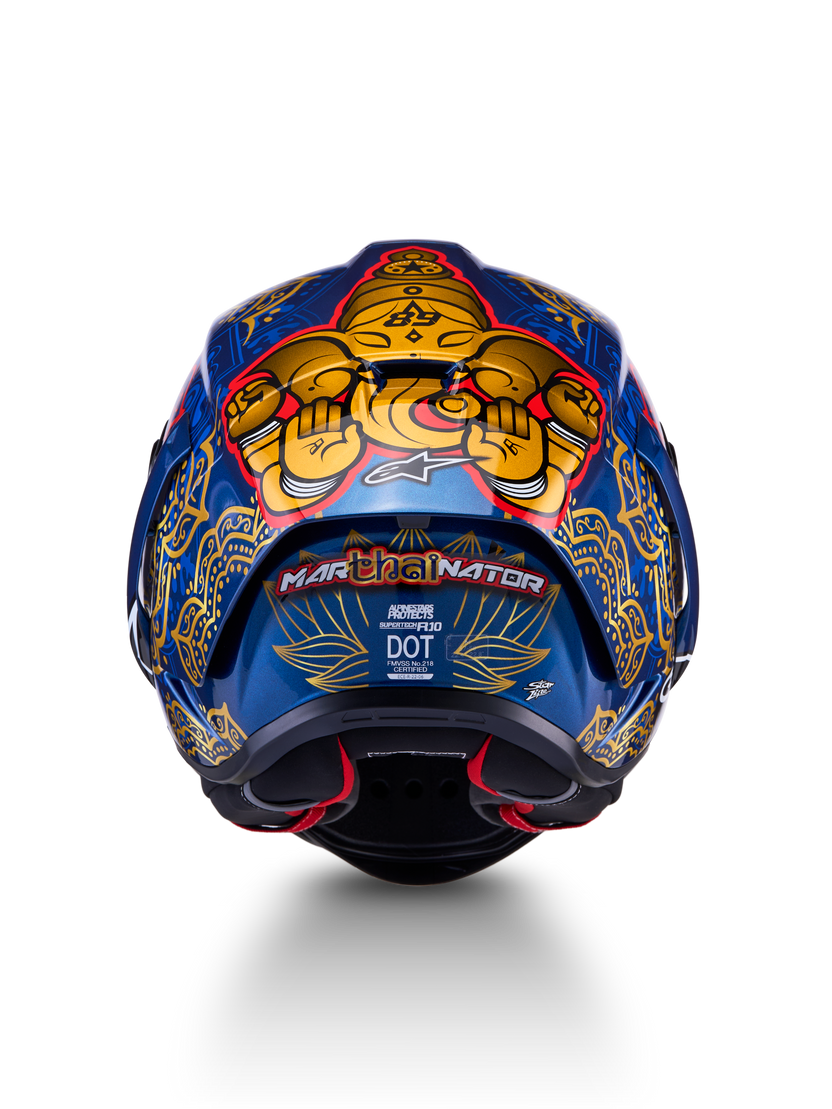 Alpinestars Supertech R10 Martinator Thai Azul Negro Rojo Dorado Brillo - vista 4