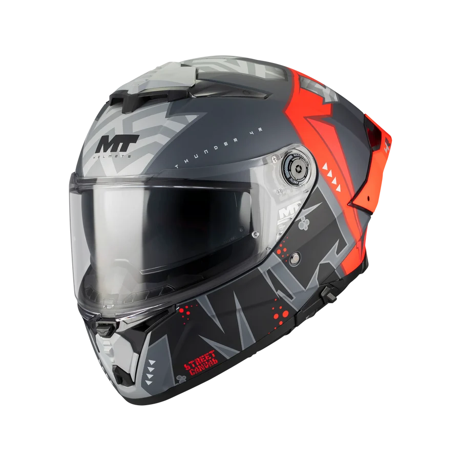 Casco MT Thunder 4 R SV Canvas C5 Gris Rojo Mate - vista 2