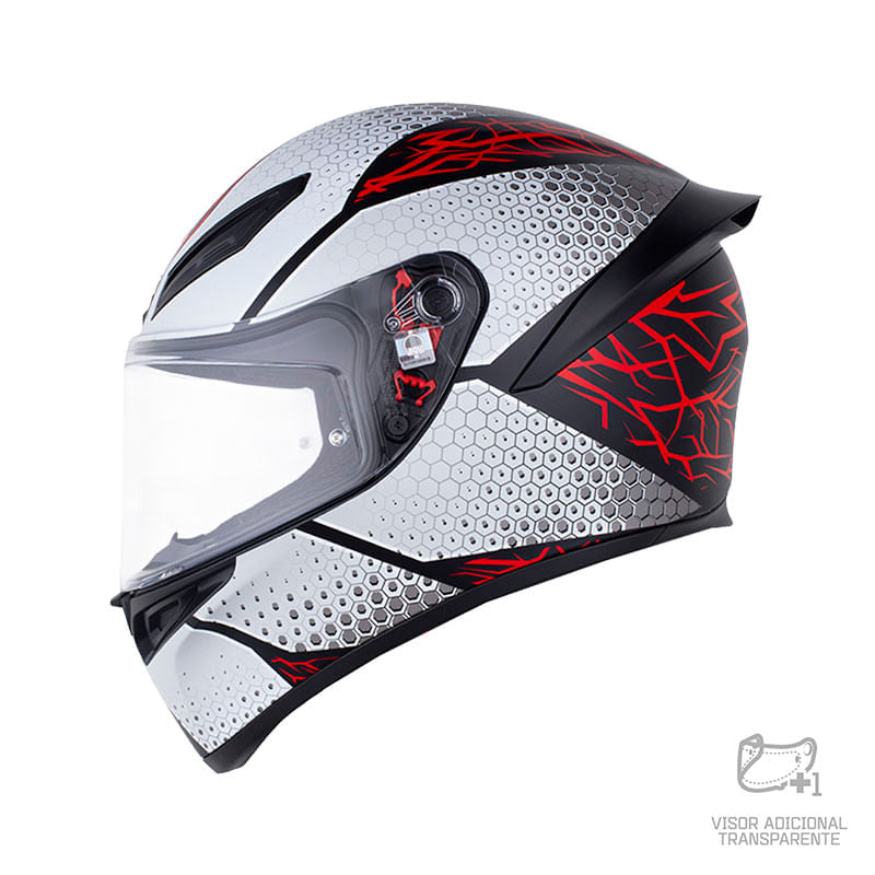Casco AGV K1 S Speedarmor Negro Gris Rojo Mate - vista 1