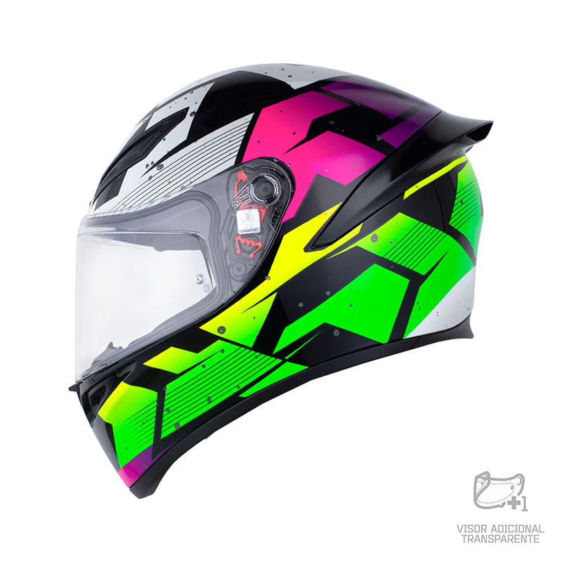 Casco AGV K1 S Punkpulse Negro Morado Lima - vista 1
