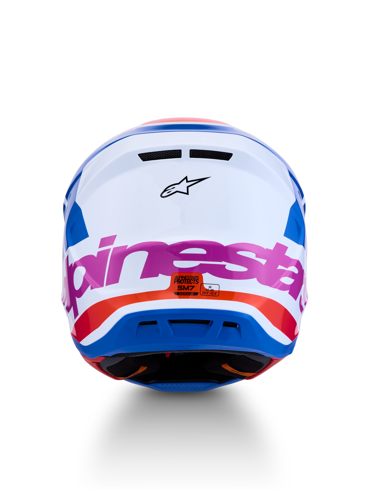 Alpinestars S-M7 Core Blanco Azul Naranja Rosa Brillo - vista 3