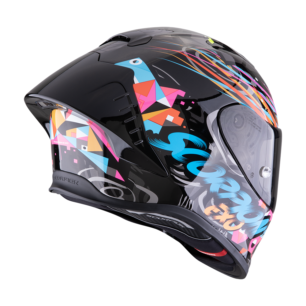 Scorpion EXO-R1 EVO II Air Savage Negro Azul Rosa Brillo - vista 3