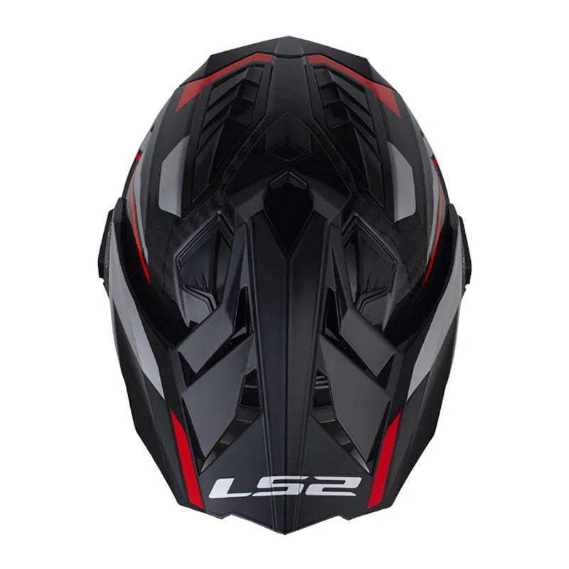 LS2 MX701 Explorer Carbon Frontier Rojo Negro Brillo - vista 2