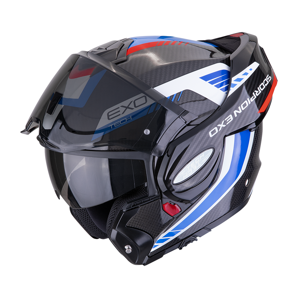 Scorpion EXO-Tech Evo Carbon Cosy Negro Azul Rojo Brillo - vista 3