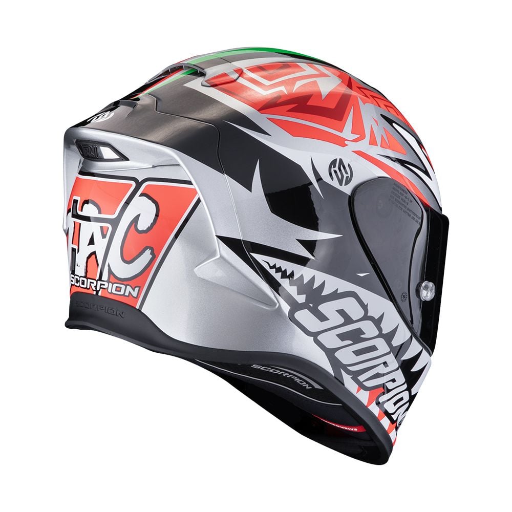 Scorpion EXO-R1 EVO Carbon Air Zaccon Plata Negro Rojo Brillo - vista 2